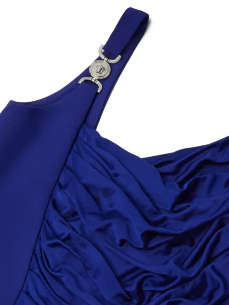 Drapiruota kostiumas midi suknelė Versace iki kelių mėlyna