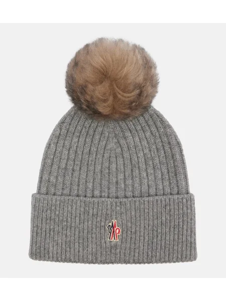 Căciulă Moncler din cașmir gri