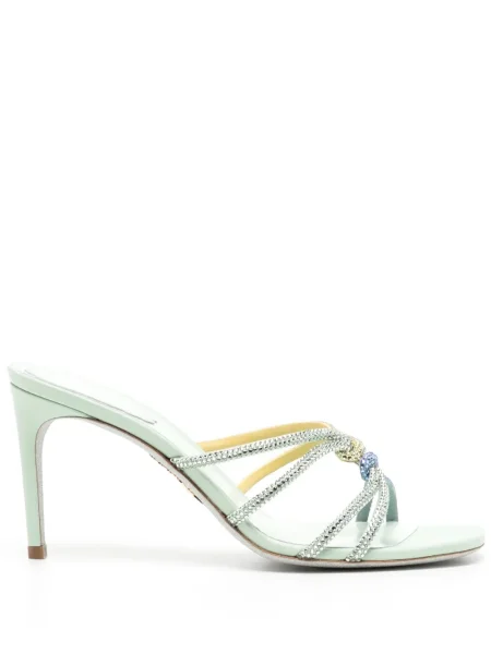 Sandale Rene Caovilla din piele de cristal verde