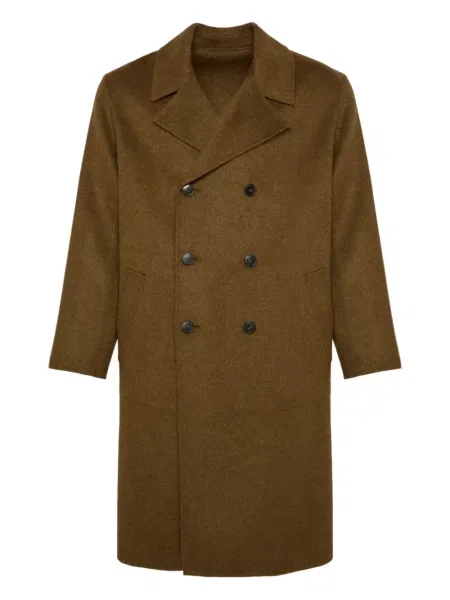 Palton Yves Salomon de lână reversibil maro