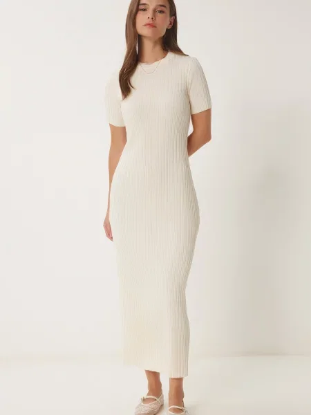 Happiness İstanbul Rochie tricotat crem