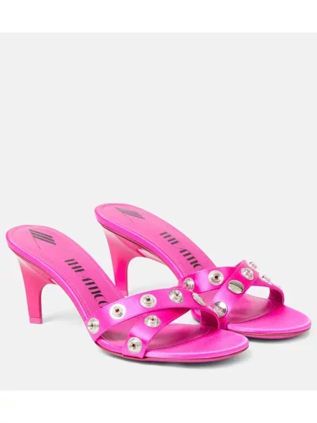 Sandale The Attico din satin cu tepi roz