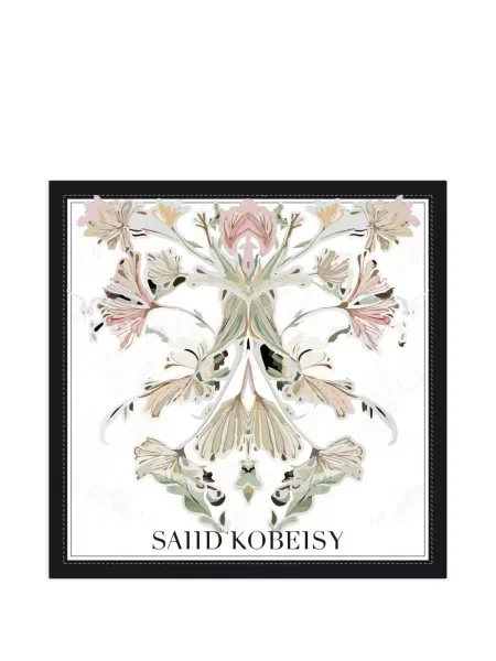 Fular Saiid Kobeisy cu model floral mari alb