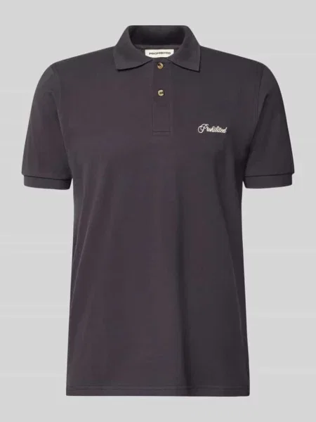 Koszulka polo o kroju slim fit z wyhaftowanym logo model „Hampton” Prohibited granatowa