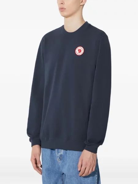 Hanorac crewneck Fjallraven cu decolteu rotund cu autograf albastru