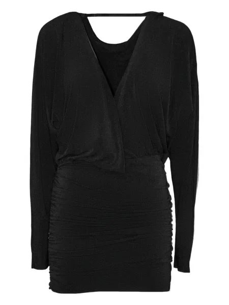 Rochie mini The Andamane cu decolteu în V drapată de costum negru