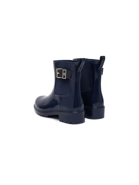 Gumene čizme Tommy Hilfiger Th Buckle Glossy Ankle Rain Boot Tamnoplava
