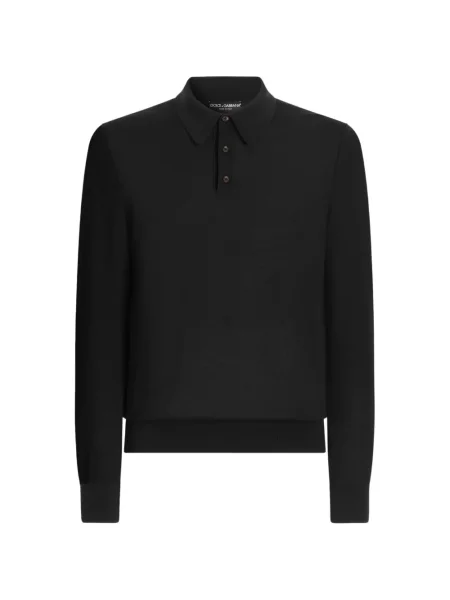 Tricou polo Dolce & Gabbana din cașmir maro