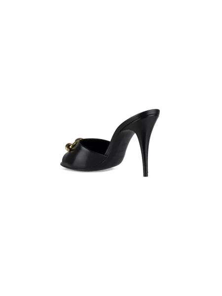 Klapki mules Saint Laurent skórzane czarne