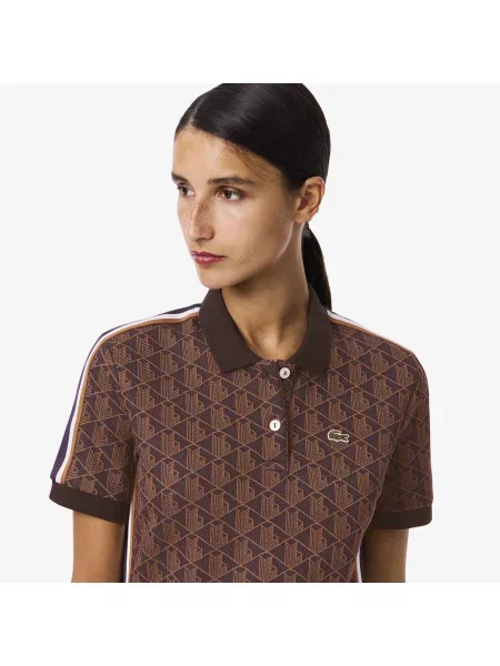 Lacoste Sukienka Polo O Dopasowanym Kroju Z Żakardowym Monogramem fioletowa