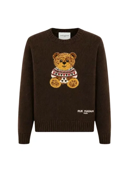 Dzianinowy sweter Rue Madam brązowy