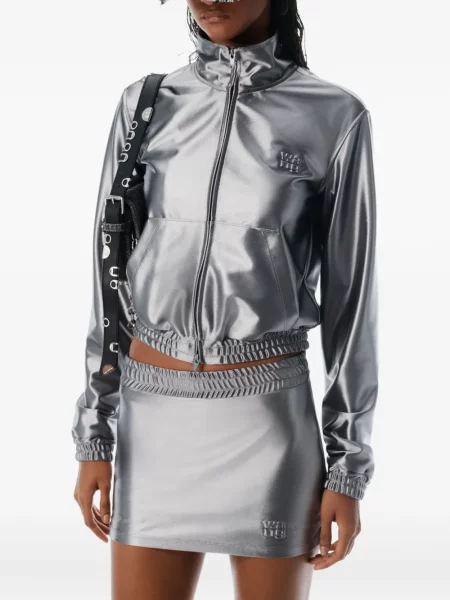 Fustă Alexander Wang din satin argintiu