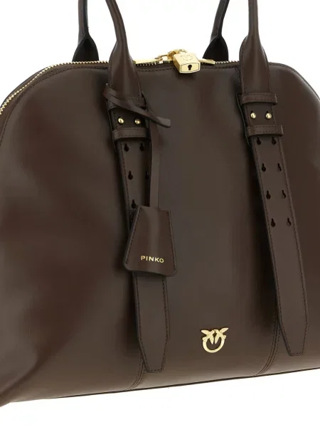 Maksi torebka skórzana Pinko skórzana brązowa