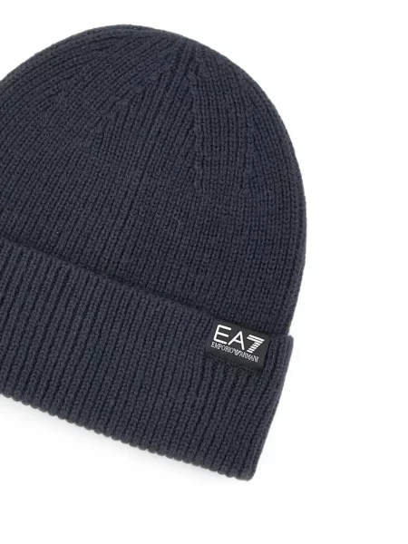 Pletený čepice Ea7 Emporio Armani modrý