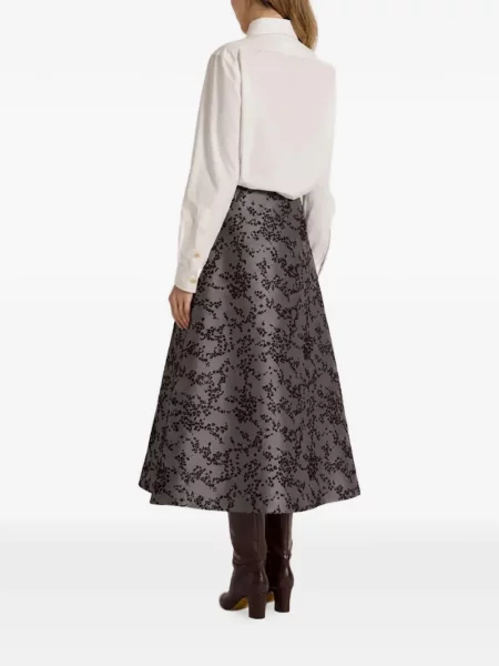Gėlėtas raštuotas midi sijonas Alberta Ferretti a eilutė pilka