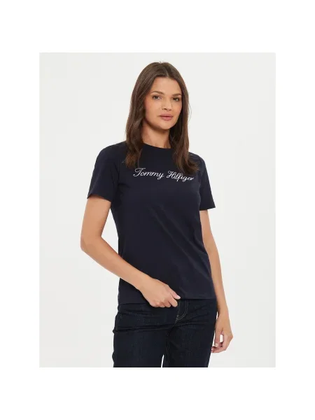 Tommy Hilfiger Póló Script Regular Fit sötétkék
