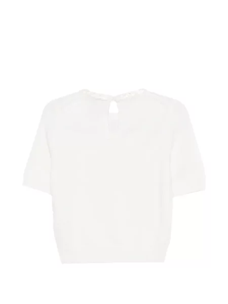 Scurt tricou Semicouture cu paiete alb