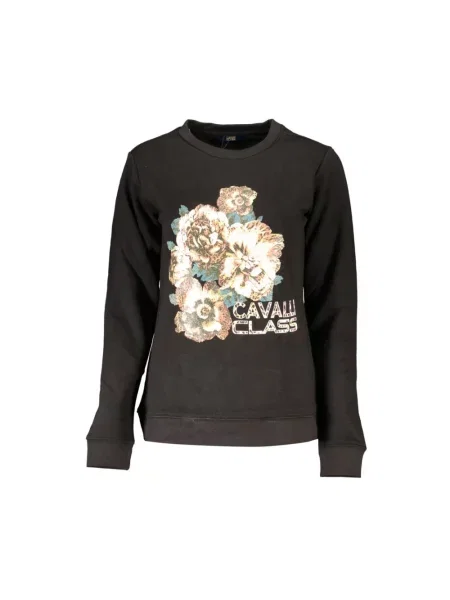 Bluza nierozpinana Cavalli Class z długim rękawem czarna