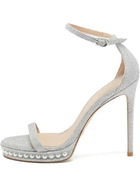 Sandale Stuart Weitzman cu perle argintiu