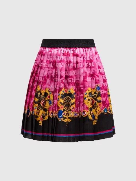 Спідниця плісе з принтом Heart Couture Versace Jeans Couture рожева