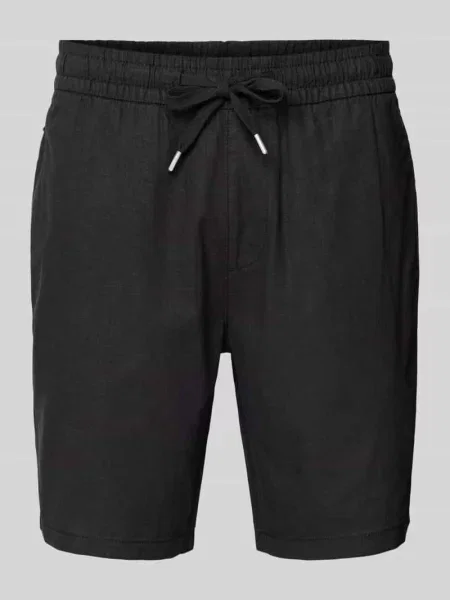 Bermudy o kroju regular fit z mieszanki lnu i bawełny model ‘barton’ Matinique czarne