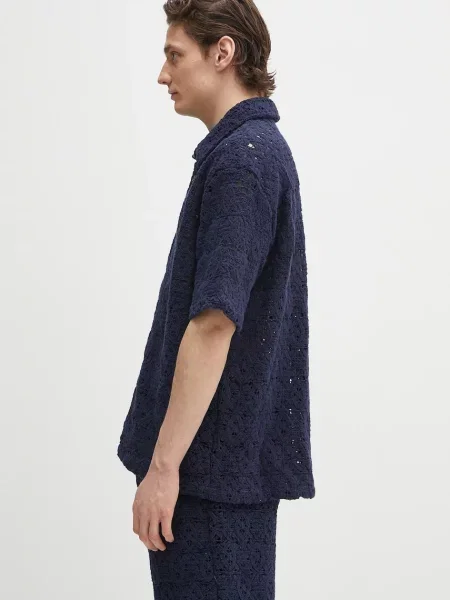 Daily Paper koszula Lace Shield Ss Shirt granatowa