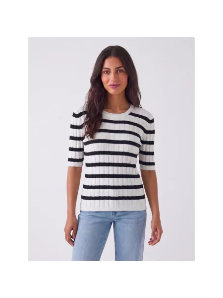 Sweter Roberto Collina w paski z paskiem