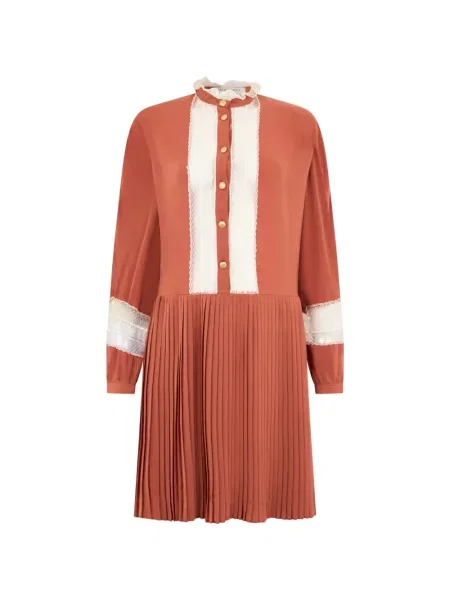 Rochie Philosophy Di Lorenzo Serafini plisată din dantelă de costum portocaliu