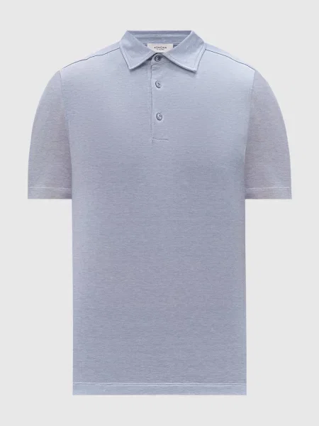 Поло з шовком з логотипом Agnona блакитне
