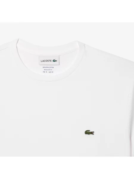 Lacoste T-Shirt Z Okrągłym Dekoltem Z Dżerseju Z Bawełny Pima biała