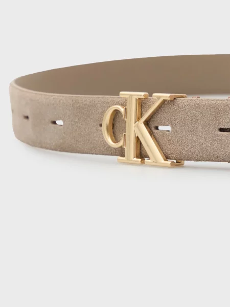 Замшевий ремінь Calvin Klein з пряжкою бежевий