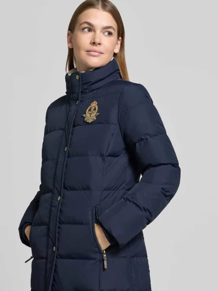 Płaszcz pikowany o kroju regular fit z odpinanym kapturem Lauren Ralph Lauren granatowy