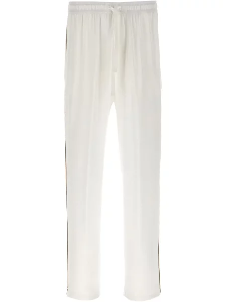 Pantaloni Dolce & Gabbana de mătase alb