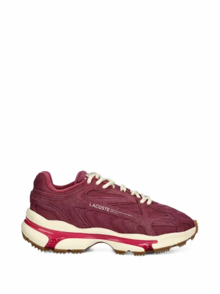 Sneakerși Lacoste din piele de căprioară roșu