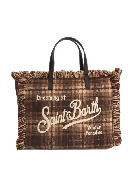 Geantă shopper Mc2 Saint Barth în carouri maro