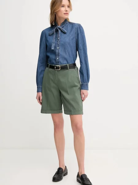 Шорти United Colors of Benetton однотонні висока посадка зелений