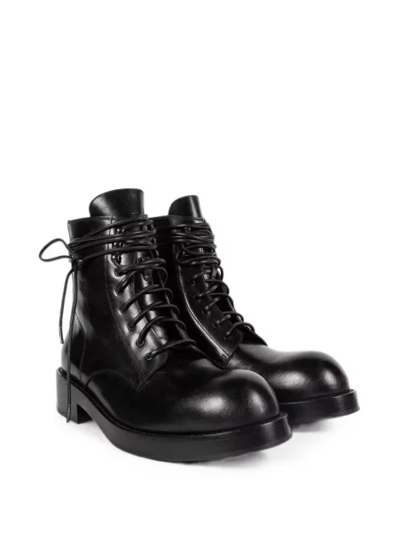 Botine Ann Demeulemeester cu șireturi din piele negru