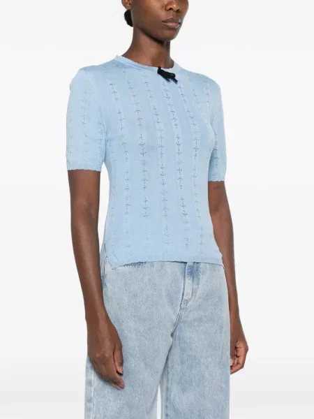 Tricou Marni cu funde tricotate albastru