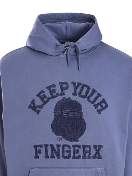 Hanorac cu glugă Fingercroxx cu autograf albastru