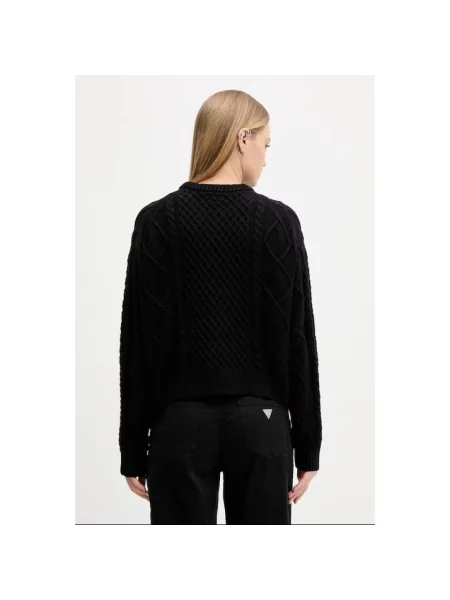 Guess Jeans sweter z dodatkiem wełny lekki czarny