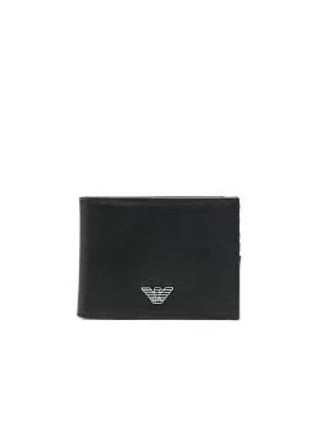 Portfel Emporio Armani skórzany z logo czarny