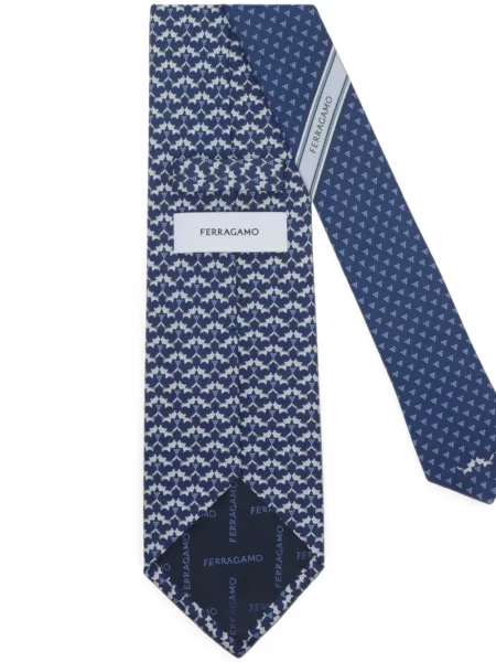 Cravată Ferragamo de mătase cu imagine albastru