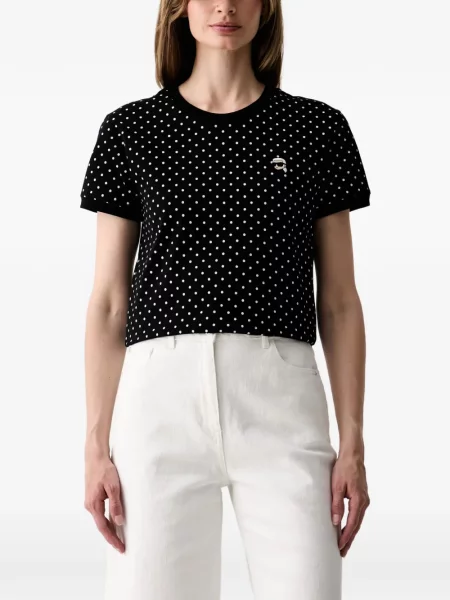 Tricou Karl Lagerfeld cu buline cu autograf negru