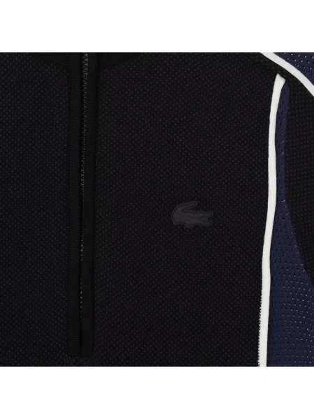 Lacoste Sukienka Z Krótkim Rękawem Half Zip Z Blokadą Koloru Classic Fit czarna