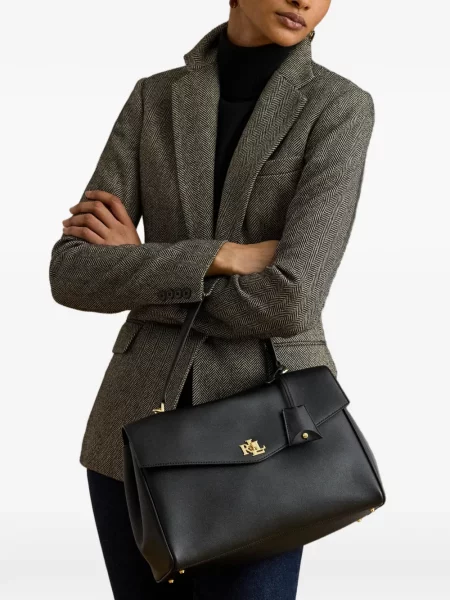 Кожена чанта Lauren Ralph Lauren черно