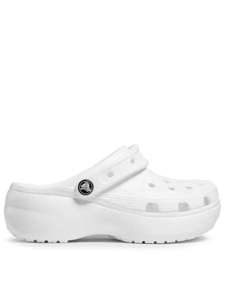 Papuci Crocs cu platformă alb