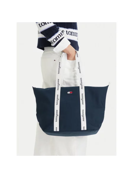 Tommy Jeans Torebka Tjw Ess Daily Tote Beżowy granatowa