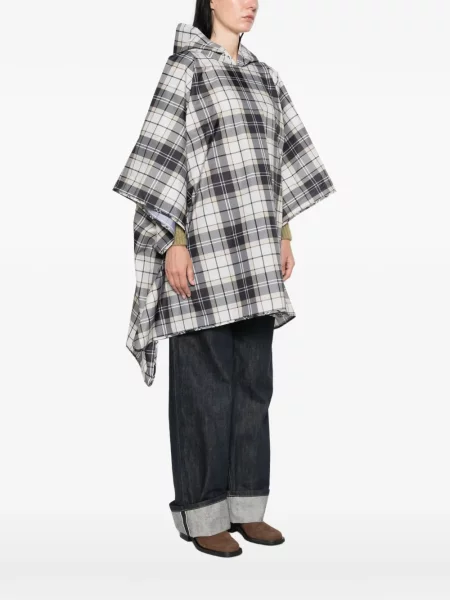Poncho Barbour în carouri cu glugă cu imagine