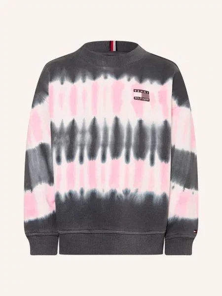 Tommy Hilfiger Mikina tmavě šedá / růžová bílá