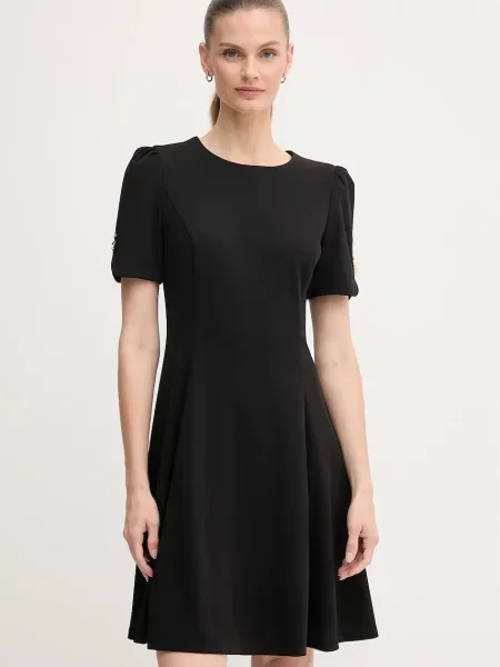 Dkny sukienka mini rozkloszowana czarny